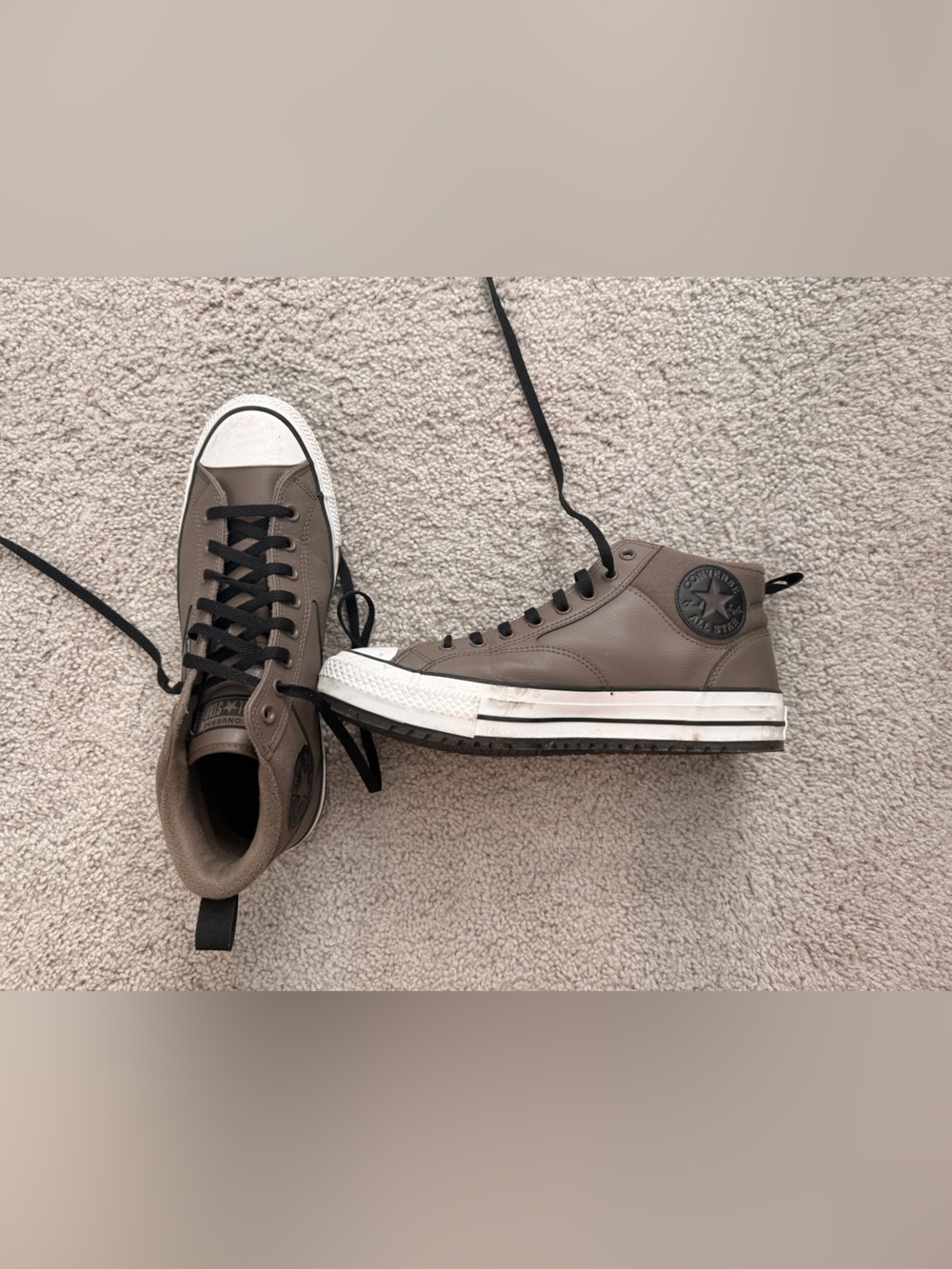 Converse High Top Sneakers - Taupe with Black Accents